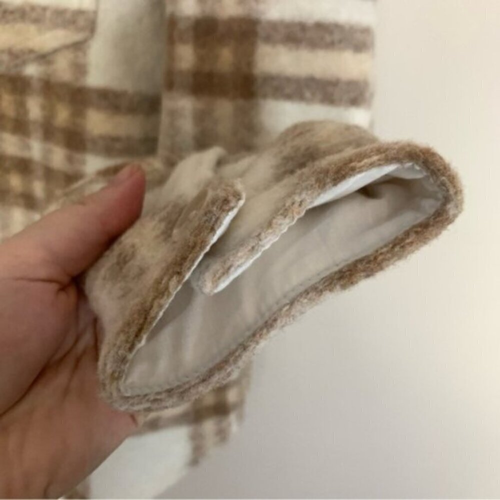 Joie Plaid Oversized Fleece Shacket Jacket Cotton Polyester Blend - Picture 12 of 13